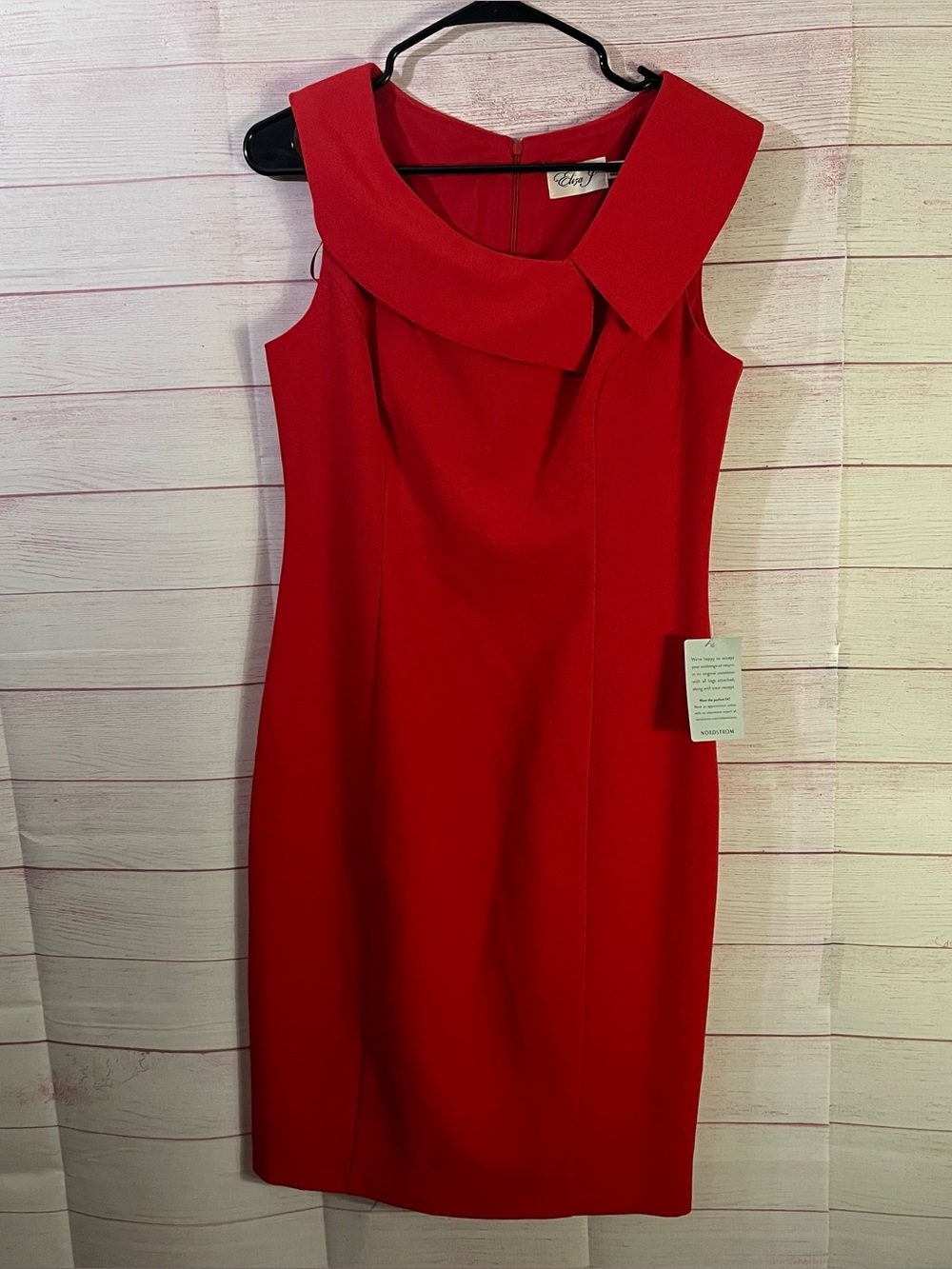 Eliza J. Red Envelope Collar Sleeveless Sheath Dress Size 8